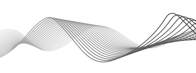 Wall Mural - abstract minimalist wave background with smooth, monochrome black curved lines forming a flowing sin