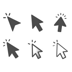 Fototapete - Minimalist Grey Mouse Arrow Cursor Icons Collection, Perfect for UI and Web Design Projects.