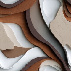 Poster - Soft lines and gentle curves create a harmonious blend of brown and beige tones, fostering an elegant and sophisticated atmosphere SEAMLESS PATTERN