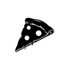 Poster - Illustration of a black pizza slice with white pepperoni on a white background in a simple design