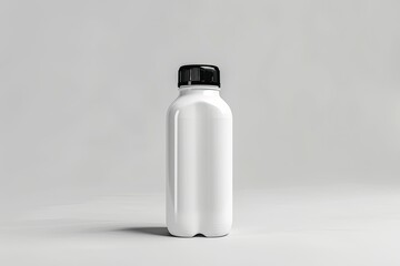 Fototapete - Pixel Perfect Picture of White Plastic Bottle with Black Cap Isolated on White Background