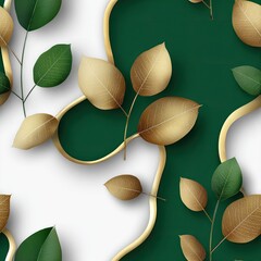 Poster - Explore a calming dark green background adorned with blurred leaves and organic curves, ideal for a minimalist mobile wallpaper SEAMLESS PATTERN