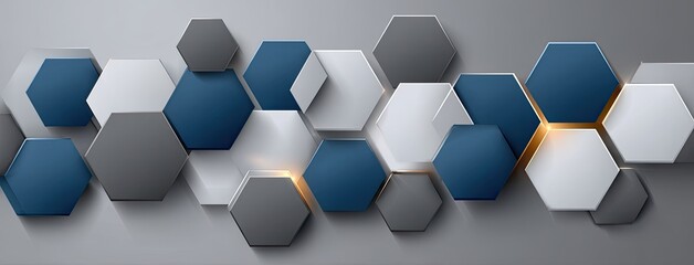 Fototapete - Futuristic abstract blue hexagon background with a dark color scheme, perfect for medical themes and includes space for text