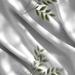 Poster - Soft shadows of tree leaves overlay a smooth white texture, enhancing a tranquil and minimalist aesthetic ideal for various designs SEAMLESS PATTERN