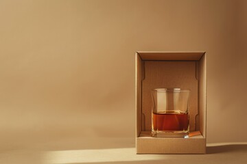 Fototapete - High Definition Picture of a Glass of Brown Liquid is in a Box with a Brown Liquid in it