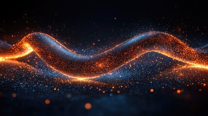 Aufkleber - Abstract design of glowing particles forming a wavy pattern.