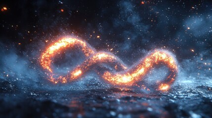 Aufkleber - Fiery infinity symbol against a dark backdrop.