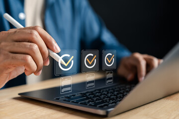 Fototapete - Smart technology for online document verification and e-signature.