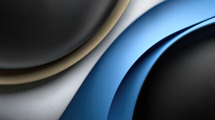 Poster - Geometric shapes create a striking dark blue and black abstract background, perfect for banners or presentations requiring minimalism
