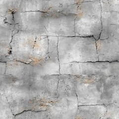 Poster - Rough white cement surface showcases a grunge texture with cracks and a worn effect, ideal for decorative and design purposes SEAMLESS PATTERN