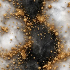 Poster - Elegant black and gold marble texture with fluid patterns and golden splashes, ideal for stylish decor and wall art SEAMLESS PATTERN