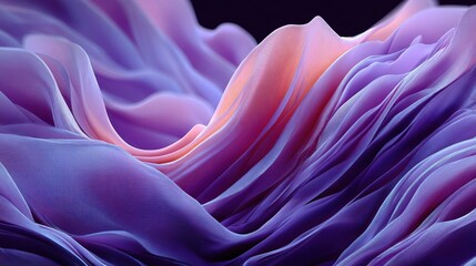 Poster - Soft, flowing layers of silk fabric in vibrant purple and pink hues form an elegant, abstract design. The delicate texture captures light, creating a sense of depth and movement.