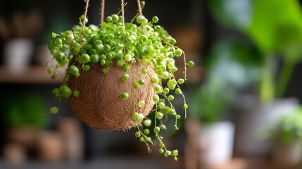 Poster - Hanging plant ornament enhances interior space with natural beauty and vibrant greenery