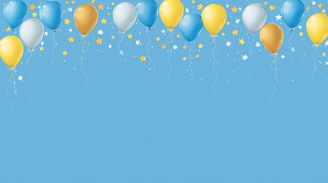 Horizontal Patriotic Card Design Featuring Helium Balloons and Sparkling Stars