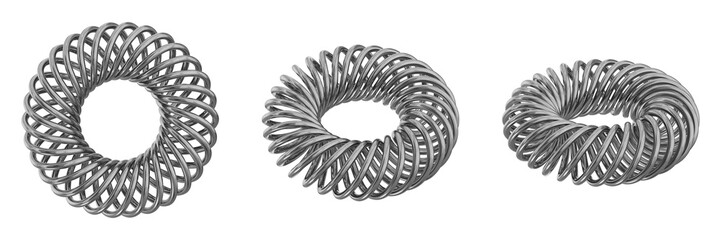 Poster - 3D Chrome Metallic Abstract Shape Objects, 3d rendering steel gradient shape design element, futuristic, shiny design