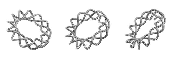 Poster - 3D Chrome Metallic Abstract Shape Objects, 3d rendering steel gradient shape design element, futuristic, shiny design
