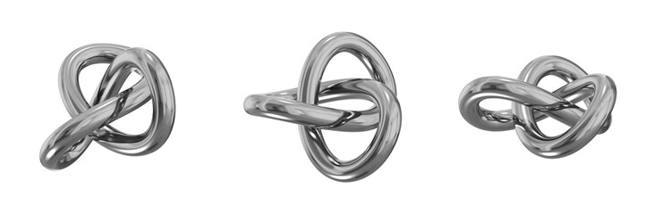 Poster - 3D Chrome Metallic Abstract Shape Objects, 3d rendering steel gradient shape design element, futuristic, shiny design