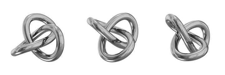 Poster - 3D Chrome Metallic Abstract Shape Objects, 3d rendering steel gradient shape design element, futuristic, shiny design