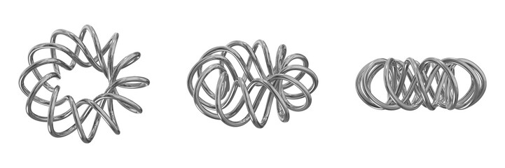 Poster - 3D Chrome Metallic Abstract Shape Objects, 3d rendering steel gradient shape design element, futuristic, shiny design