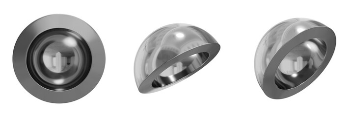 Poster - 3D Chrome Metallic Abstract Shape Objects, 3d rendering steel gradient shape design element, futuristic, shiny design