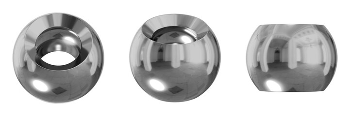 Poster - 3D Chrome Metallic Abstract Shape Objects, 3d rendering steel gradient shape design element, futuristic, shiny design