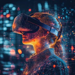 Poster - Digital Metaverse, Woman Exploring Virtual Reality