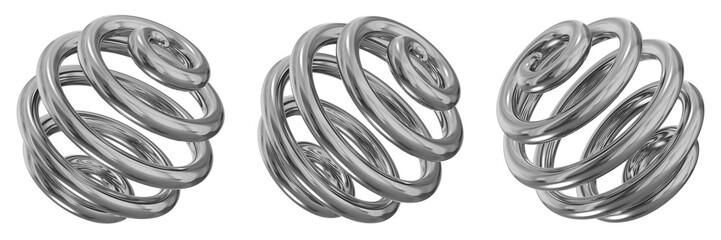 Poster - 3D Chrome Metallic Abstract Shape Objects, 3d rendering steel gradient shape design element, futuristic, shiny design