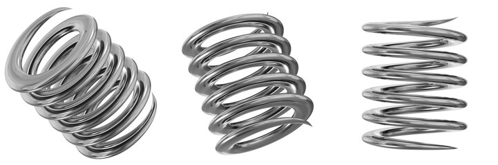 Poster - 3D Chrome Metallic Abstract Shape Objects, 3d rendering steel gradient shape design element, futuristic, shiny design