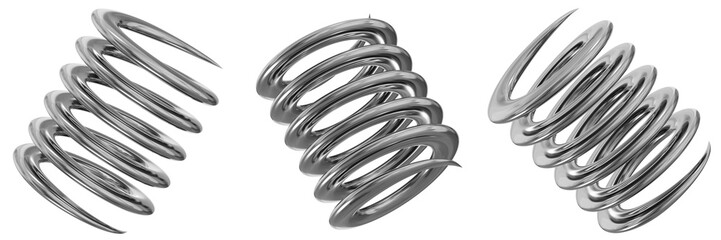 Poster - 3D Chrome Metallic Abstract Shape Objects, 3d rendering steel gradient shape design element, futuristic, shiny design