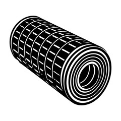 Poster - Black and white rolled mat illustration, yoga mat vector design, exercise mat graphic, pilates mat art