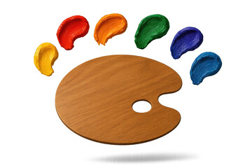 Poster - Painter's palette with colorful oil paints isolated on transparent background