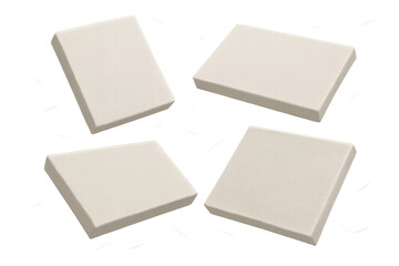 Poster - Four square canvas blocks isolated on a transparent background, art supplies