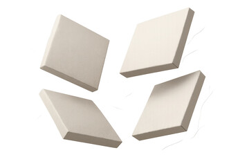 Poster - Four rhombus shaped beige blocks isolated on transparent background for design