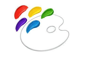 Poster - Artistic colorful paint palette isolated on a transparent background, creative