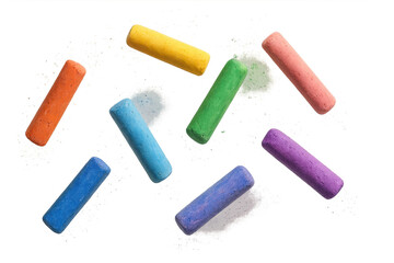 Poster - Colorful chalk pastels isolated on transparent background, art supplies set