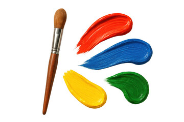 Poster - Paint brush and colorful paint strokes isolated on a transparent background
