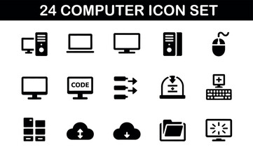 Poster - Minimal Computer Icons Set - 24 Modern Tech Symbols