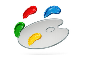Poster - Artist's palette with colorful paint strokes isolated on transparent background.