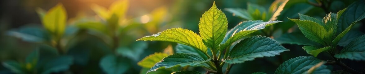 Poster - A vibrant, lush plant with leaves that subtly shift color depending on the light, symbolizing the ever-changing nature of emotions The image evokes a sense of calm and introspection , emotions, peace