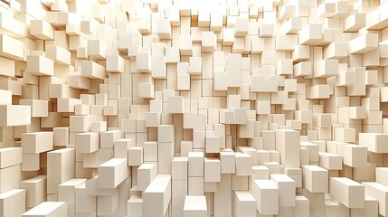 Poster - Abstract design of many stacked beige cubes.