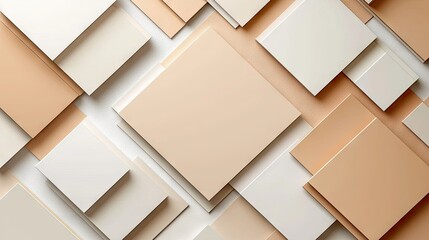 Aufkleber - Abstract geometric pattern of overlapping squares in beige and cream tones.