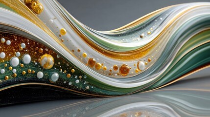 Poster - Intricate waves of colors blend together harmoniously, creating a captivating visual effect. The vibrant hues and bubbles form a stunning abstract design that mesmerizes the observer.