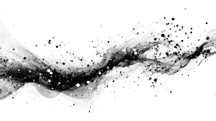 Poster - Swirling forms in black and white create a dynamic visual effect, with scattered particles that evoke movement and elegance, enhancing a modern, minimalist aesthetic.
