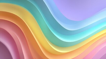 Poster - Layers of vibrant colors flow seamlessly in a digital design, showcasing soft curves and gradients. This artwork creates a calming atmosphere, ideal for creative backgrounds.