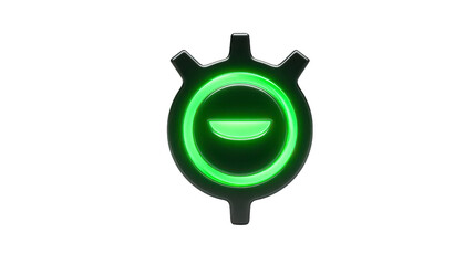 Poster - Glowing green circular symbol with smiley face is set against transparency background, resembling futuristic or digital icon. design is simple yet striking, with modern and tech inspired aesthetic