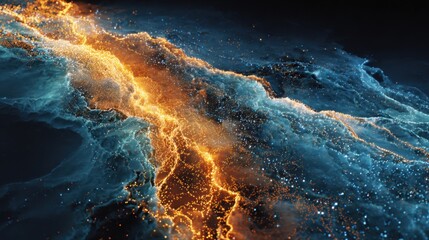Wall Mural - a stunning cosmic landscape features vivid colors and shimmering particles swirling together. the de