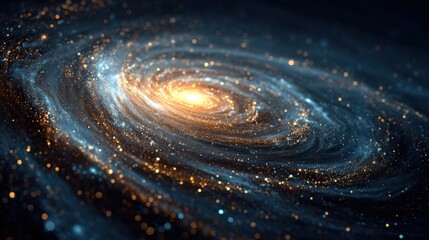 Wall Mural - a vast spiral galaxy is displayed with a bright core surrounded by swirling arms of stars and cosmic