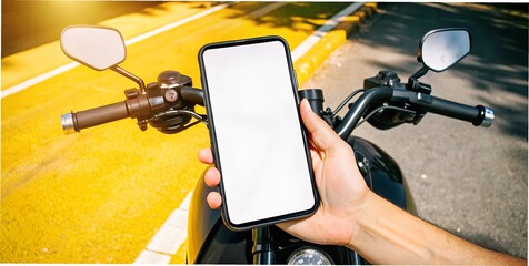 Poster - smartphone mockup with blank white screen in modern hand