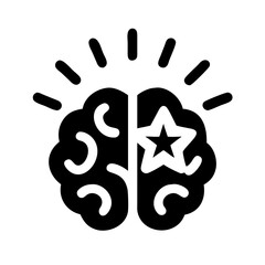 Poster - brain with star brilliant idea silhouette on transparent background for web and graphic design