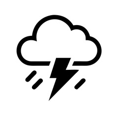 Poster - cloud with lightning bolt intense brainstorm silhouette on transparent background for web and graphic design